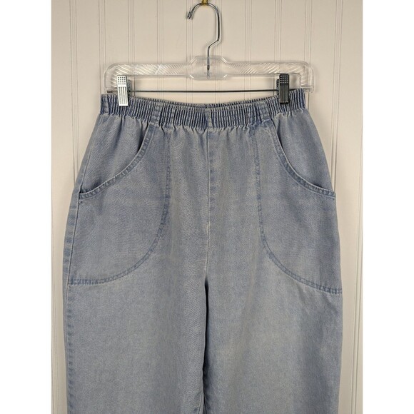 Briggs Petite Womens Jeans Light Blue Denim Balloon Pull On High Rise Retro 12P - Picture 2 of 10